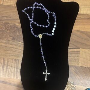 “Emily” Purple Beaded Rosary preloved see photos